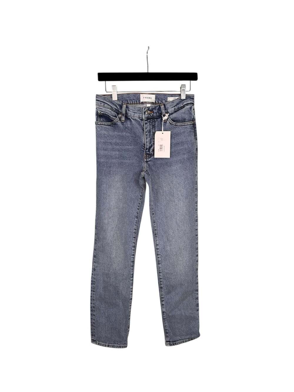 FRAME The Borrowed Mid Rise Straight Leg Jeans in Ricochet